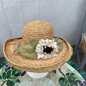 Hat Shack straw hat with sunflower and suede hat